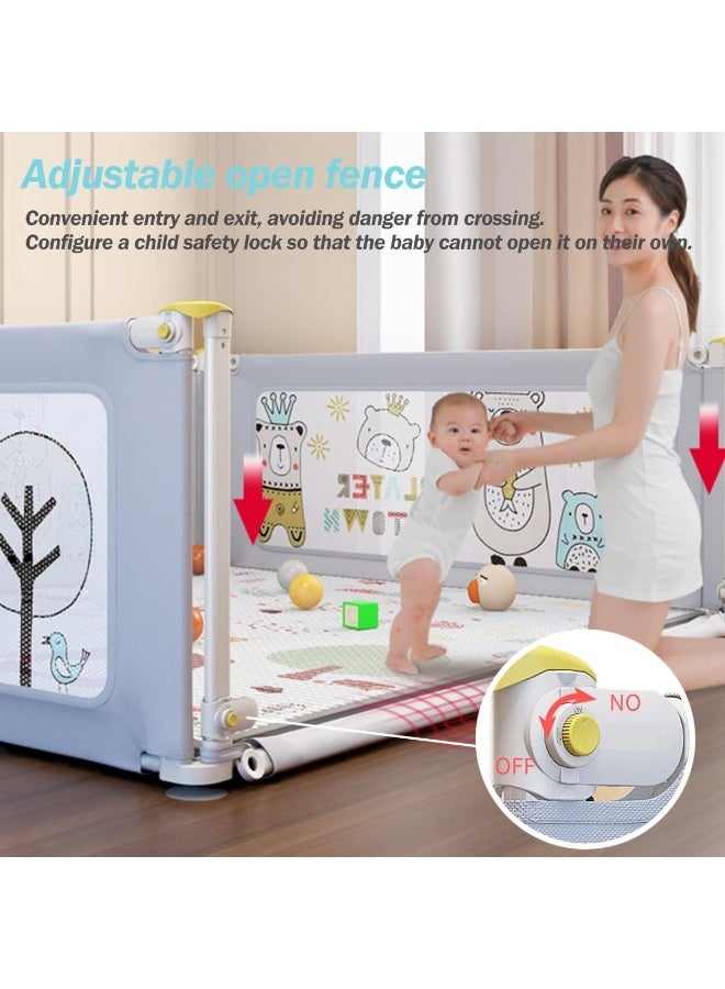 TAPIT Baby Playpen 180x200cm Fold Down Safety Playpen for Toddlers Extra Large & Reliable Play Center for Infants with Anti-Slip Suckers and Super Soft Breathable Mesh (No mat) - Image 3